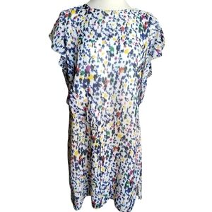 DEREK LAM 10 CROSBY Dress Womens 8 Ruffled Graffiti Splash Print Quiet Luxury